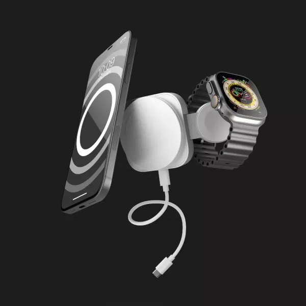 Безпровідна зарядка Zens 2-in-1 MagSafe + Watch Travel Charger (White) (ZEDC24W/00)